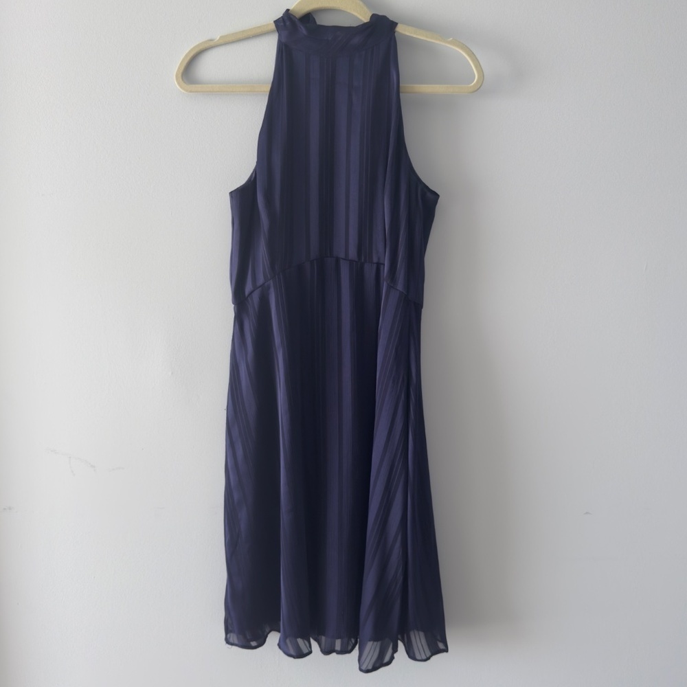 Banana Republic Navy Blue Halter Stripe Dress Size 6 - Picture 9 of 11